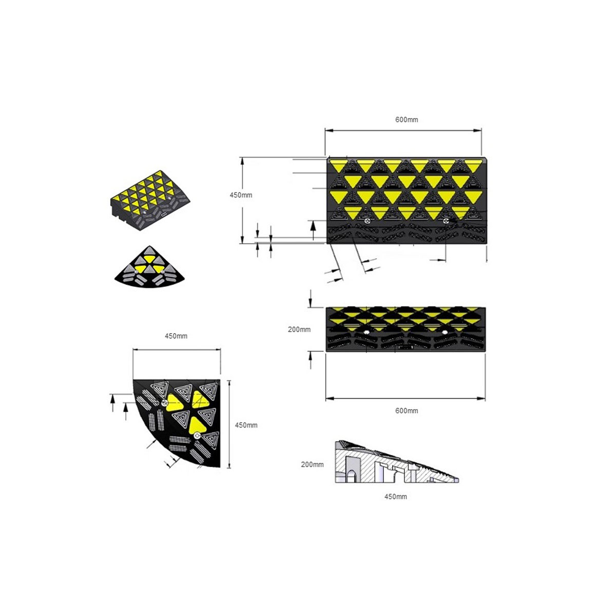 Heavy Duty Rubber Kerb Ramp Suitable for Trucks and Buses Kerb